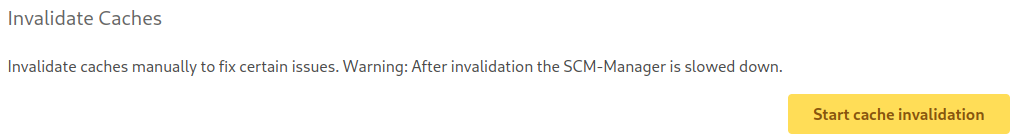 Screenshot of the general settings for cache invalidation